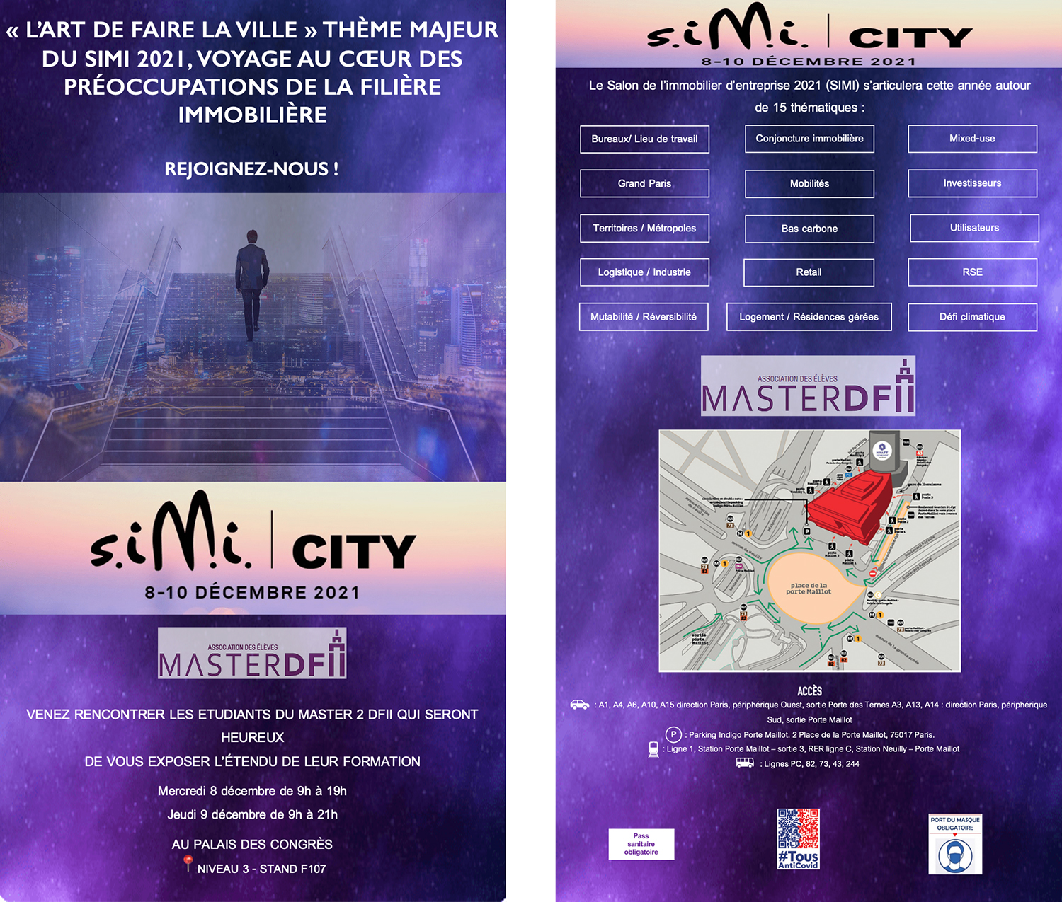 flyers recto verso fond violet du salon SIMI City
